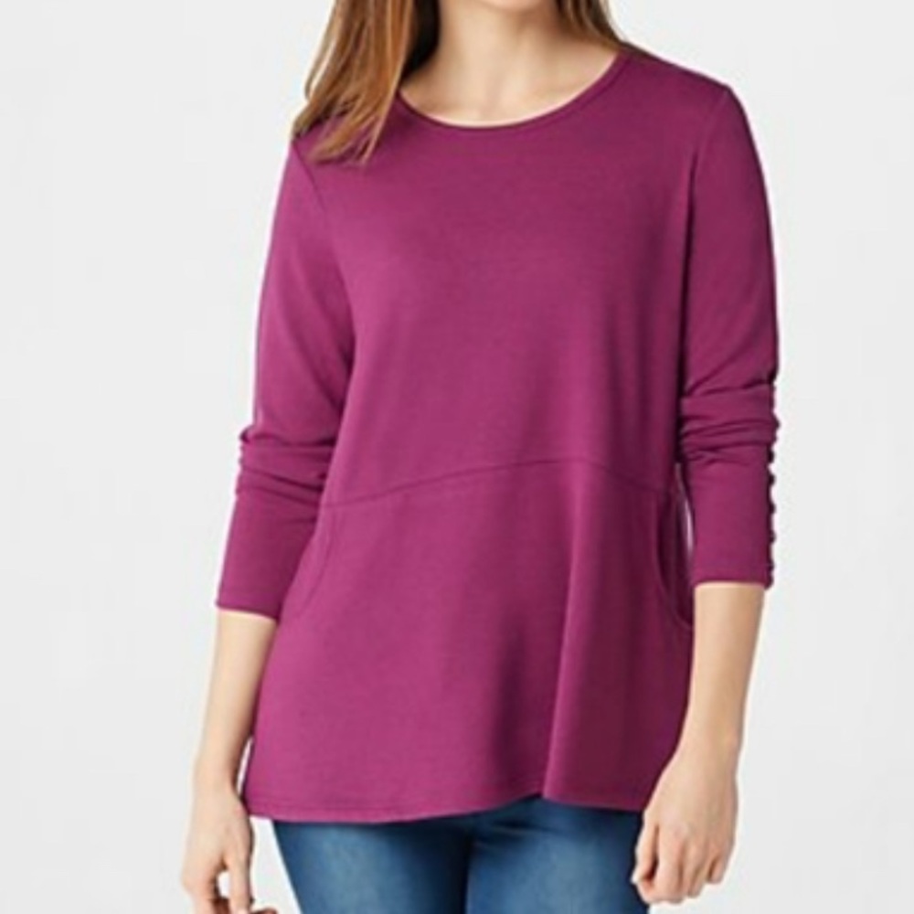 J. Jill Perfect Pima Cotton Top Wine Maroon Color, Soft & Comfy, SP